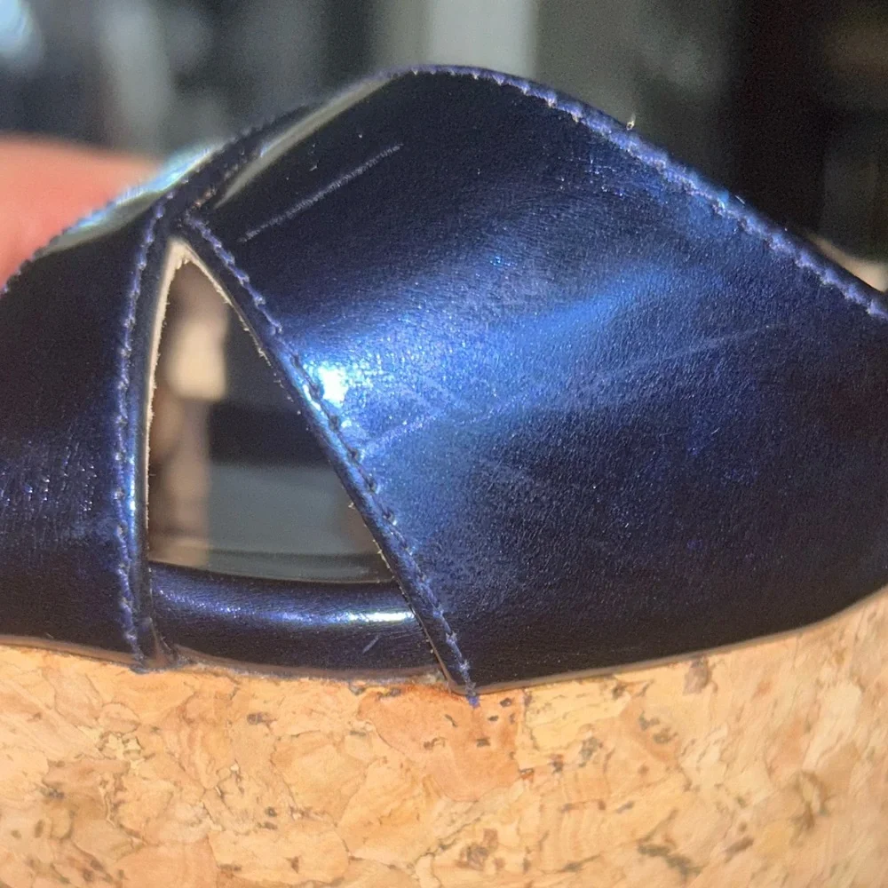 🔹🔹Jimmy Choo PERFUME‎ Metallic Denim Slip on Wedge Sandel-NWT in BOX.🔹🔹